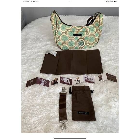 Petunia Pickle Bottom Touring Tote Diaper Bag Crossbody Beige/Teal ****READ - Picture 3 of 12